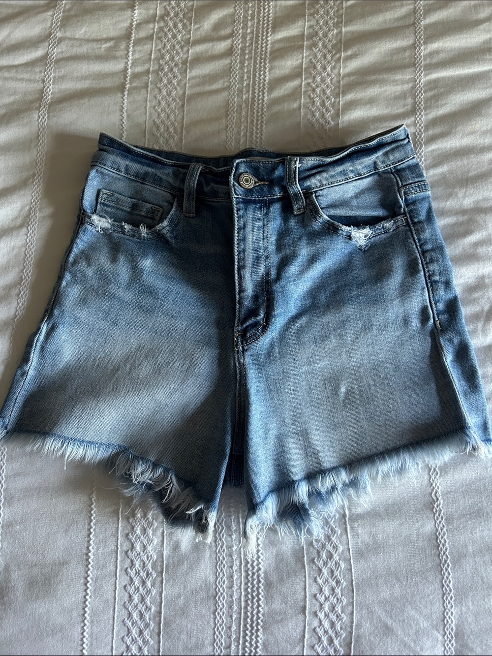 Vervet High-Rise Distressed Denim Shorts